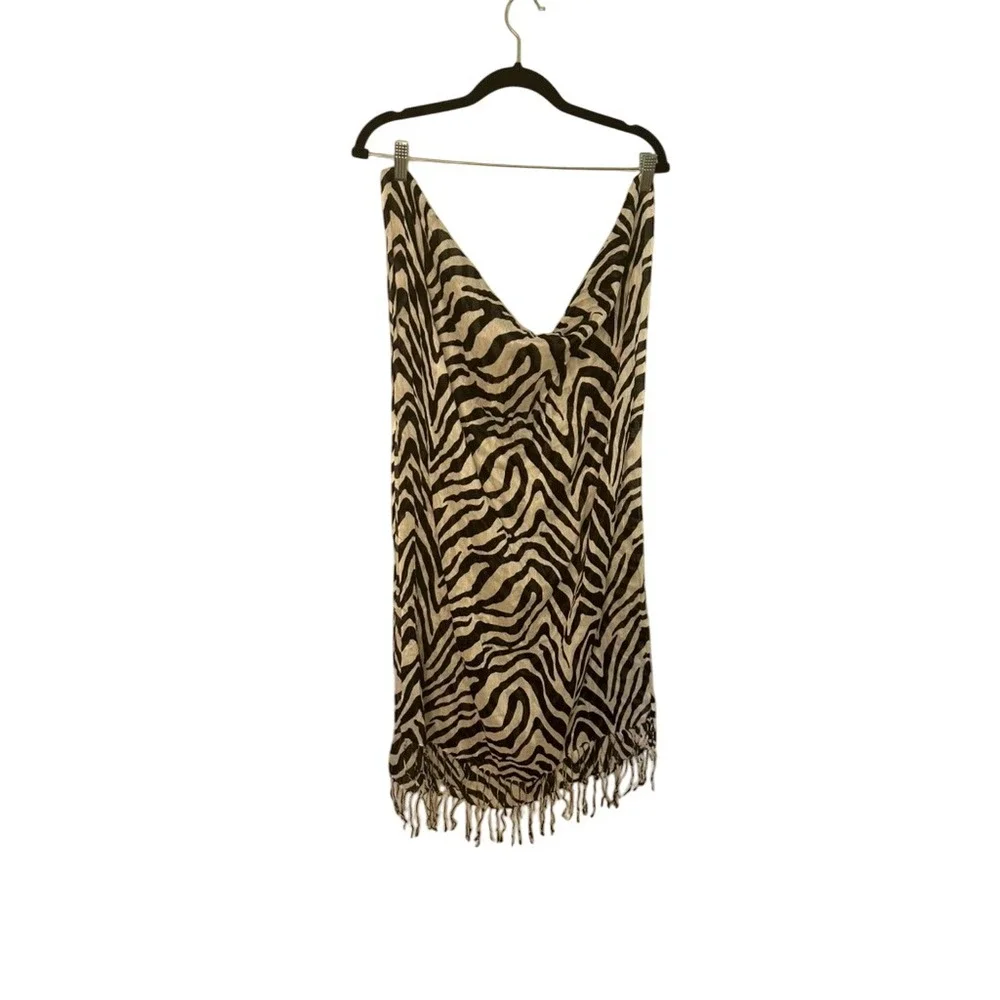 Zebra Print Lightweight Scarf‎ Shawl Wrap with Tassels Women's Fashion